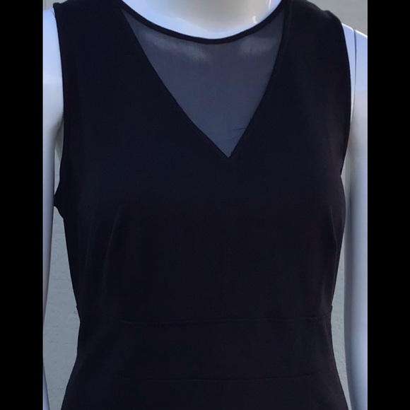 🆕NEW! Illusion Ponte Bodycon Sheath Dress with Mesh V-Neck, the perfect LBD - Picture 6 of 13